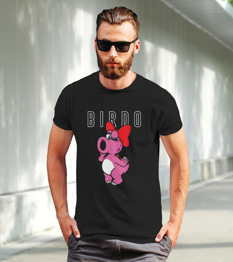 Super Mario Bros Birdo Pink Character With Bow Icon Text T-Shirt