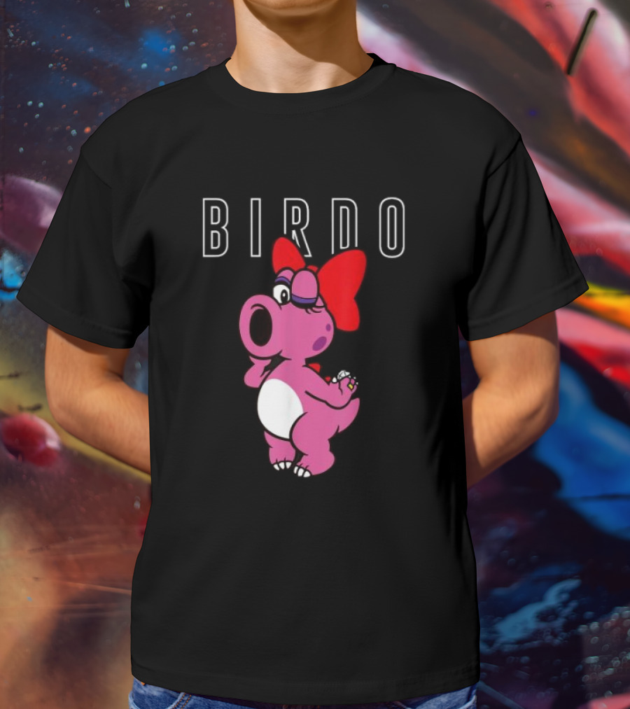 Super Mario Bros Birdo Pink Character With Bow Icon Text T-Shirt
