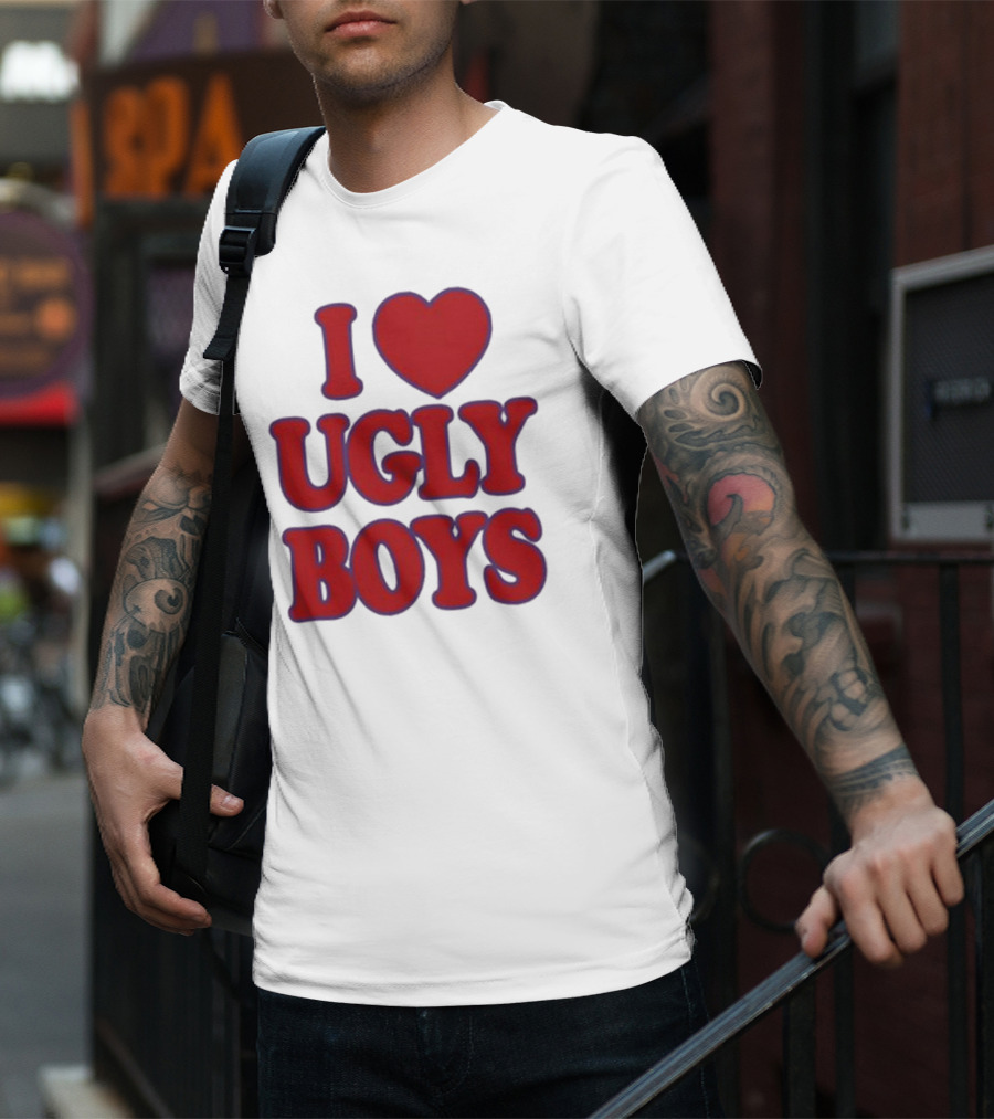 Omar Apollo I Love Ugly Boys Red Text Heart T-Shirt