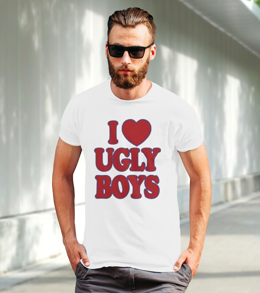 Omar Apollo I Love Ugly Boys Red Text Heart T-Shirt