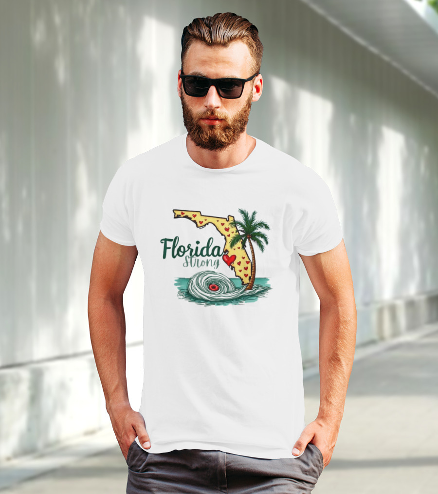 Pray For Tampa Bay Florida Strong Palm Tree Heart Map Hurricane T-Shirt