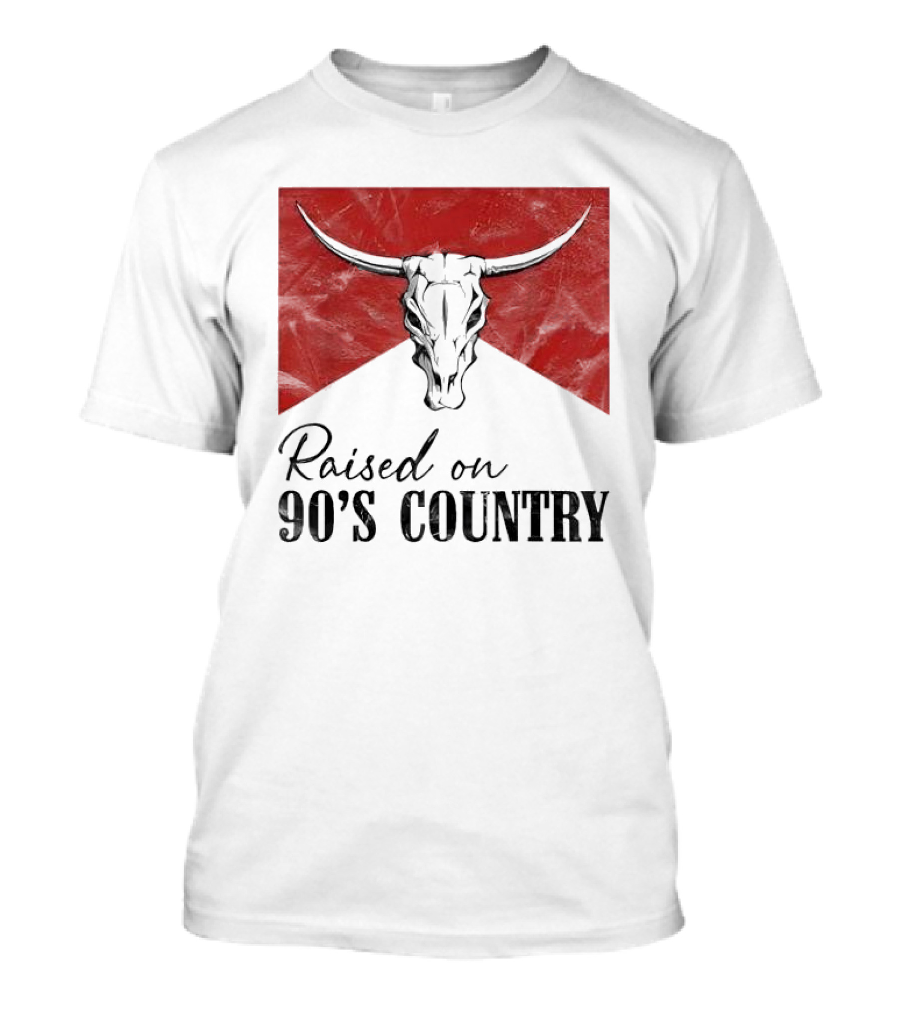 Raised On 90’s Country Western Bull Skull T-Shirt