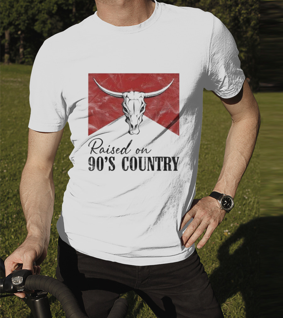 Raised On 90’s Country Western Bull Skull T-Shirt