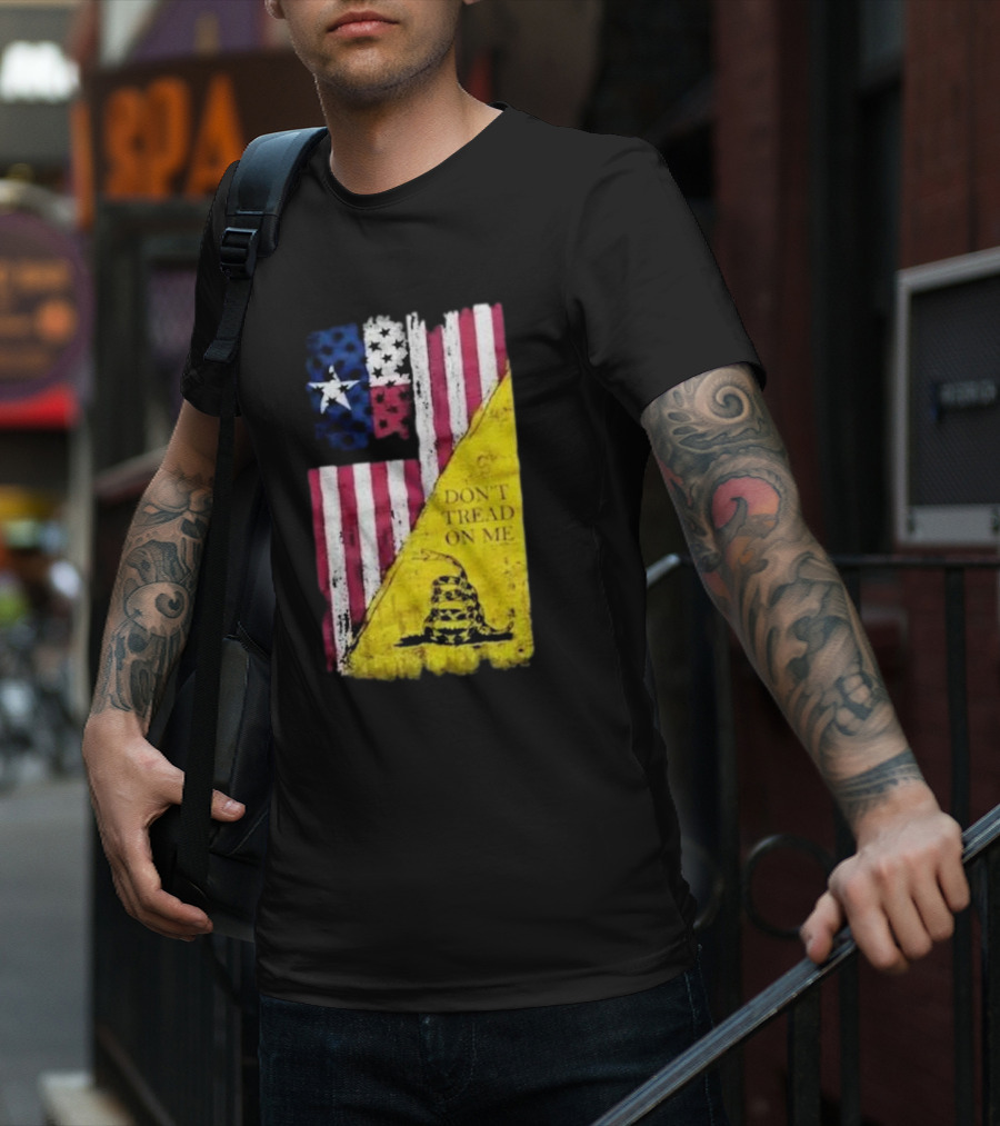 Don’t Tread On Me American Flag Gadsden Snake Vintage T-Shirt
