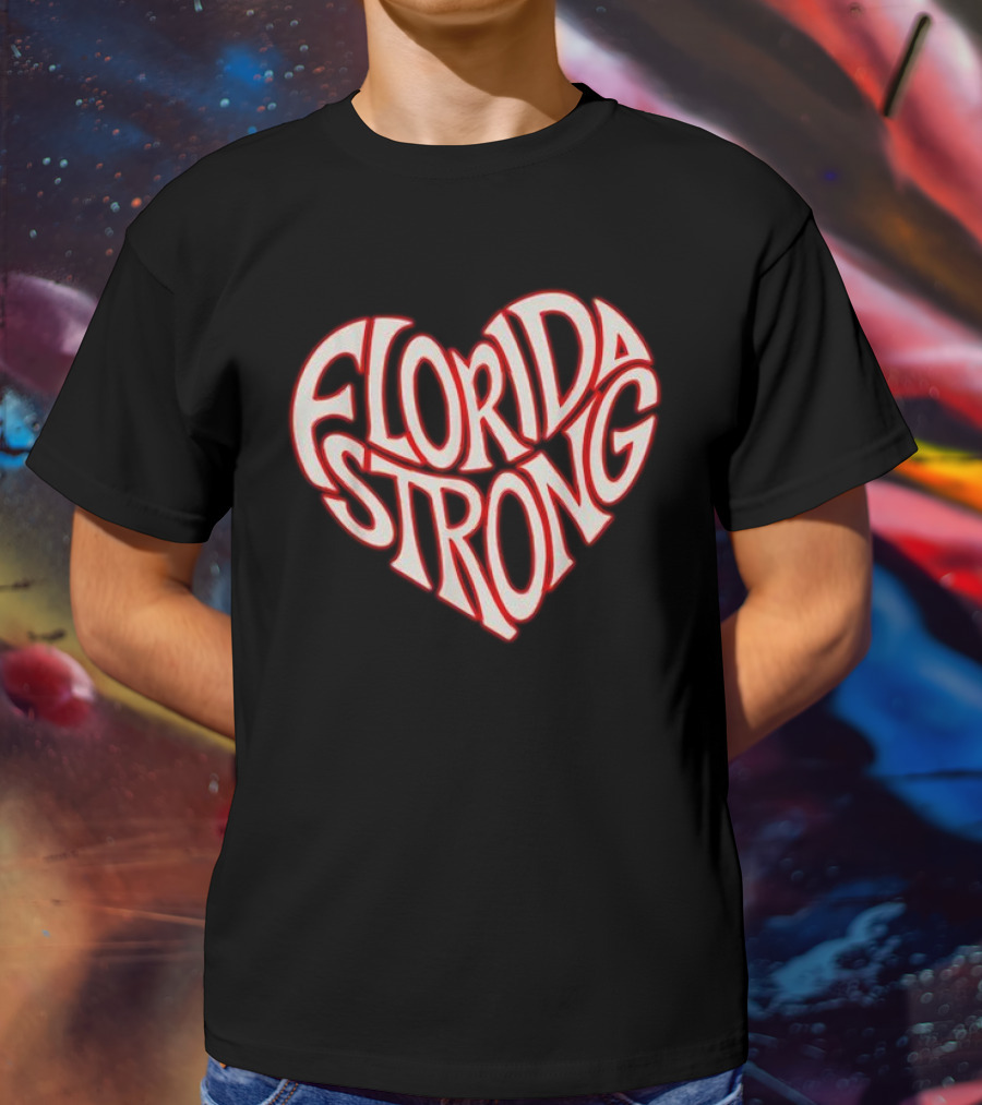 Florida Strong Heart Typography State Pride T-Shirt