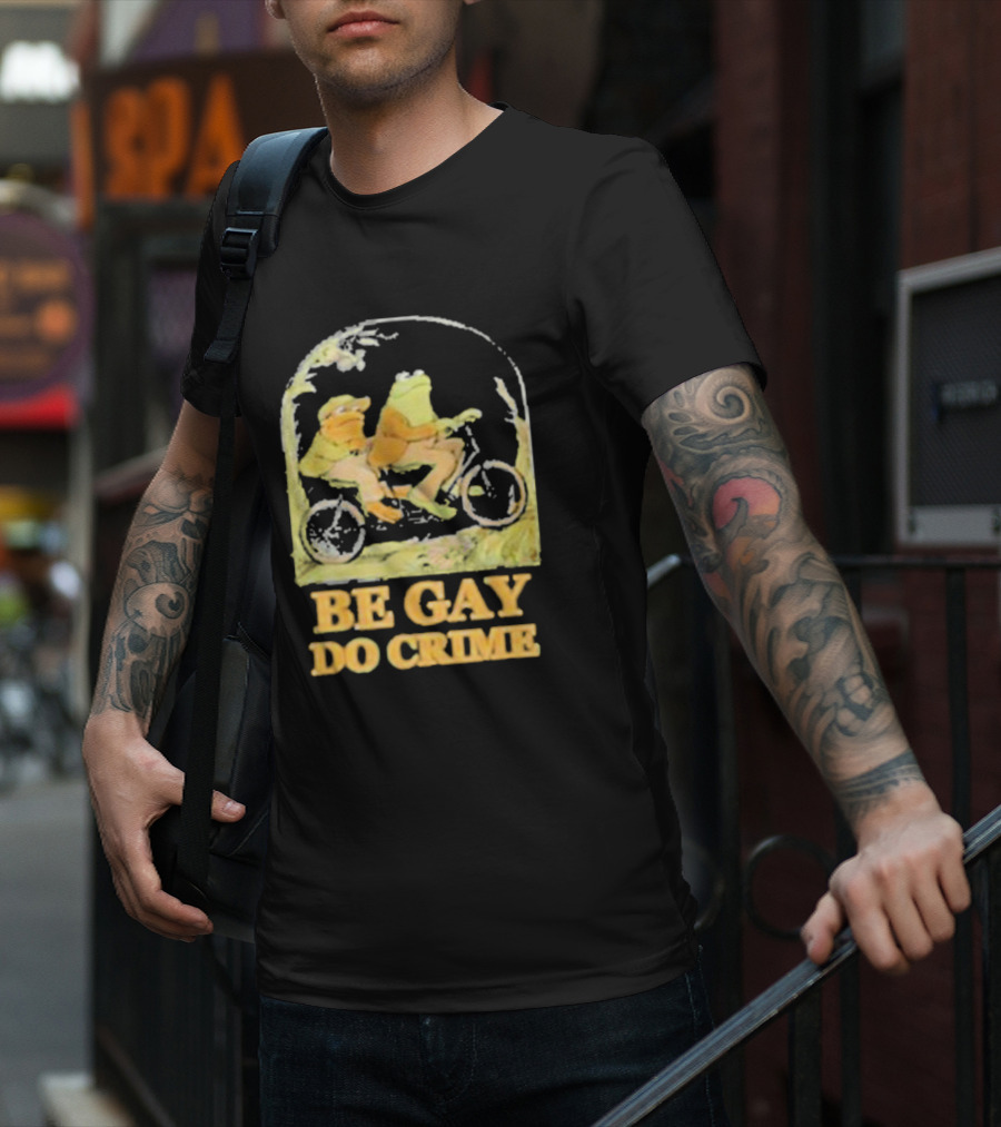 Frogs Be Gay Do Crime Bicycle Adventure T-Shirt