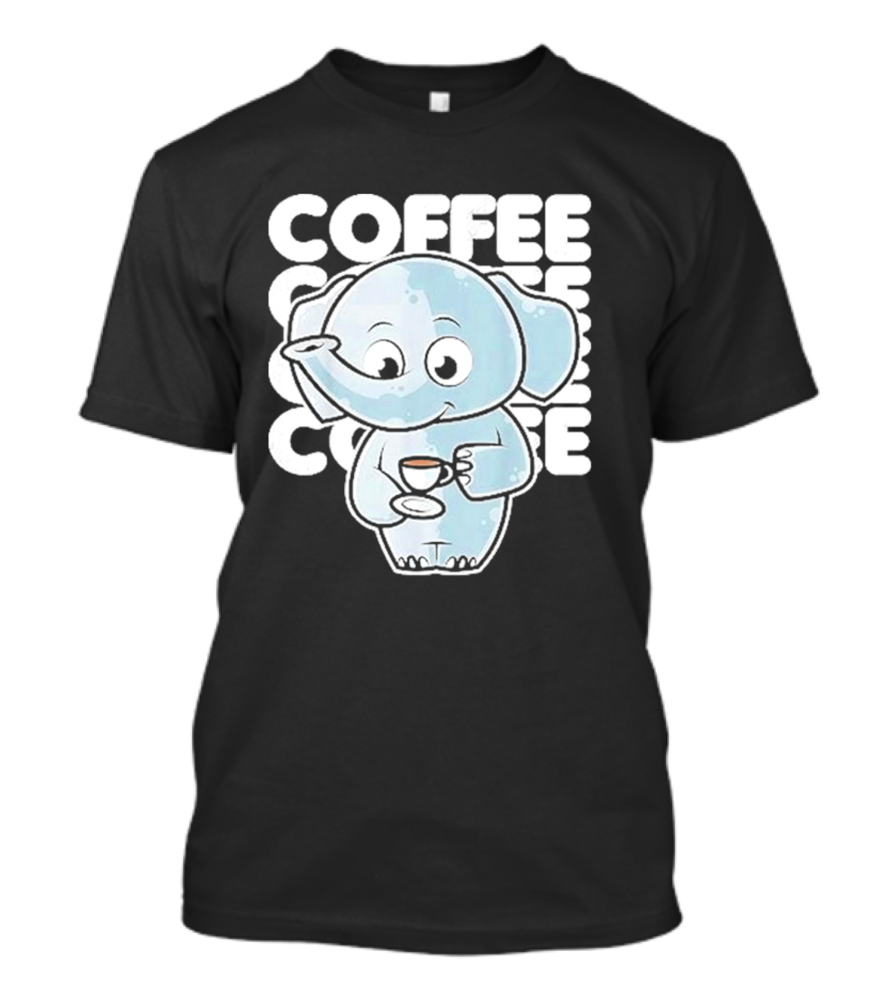 Cute Elephant Coffee Kawaii Neko Anime T-Shirt