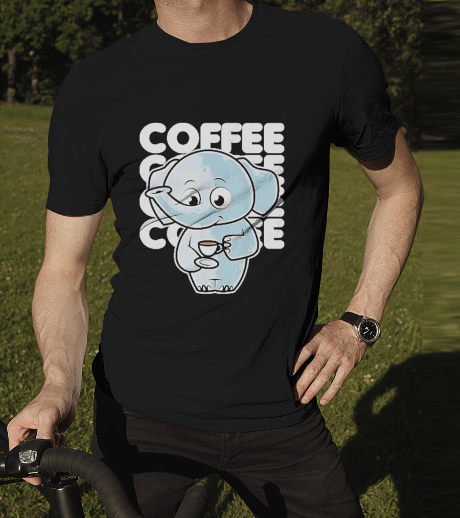 Cute Elephant Coffee Kawaii Neko Anime T-Shirt