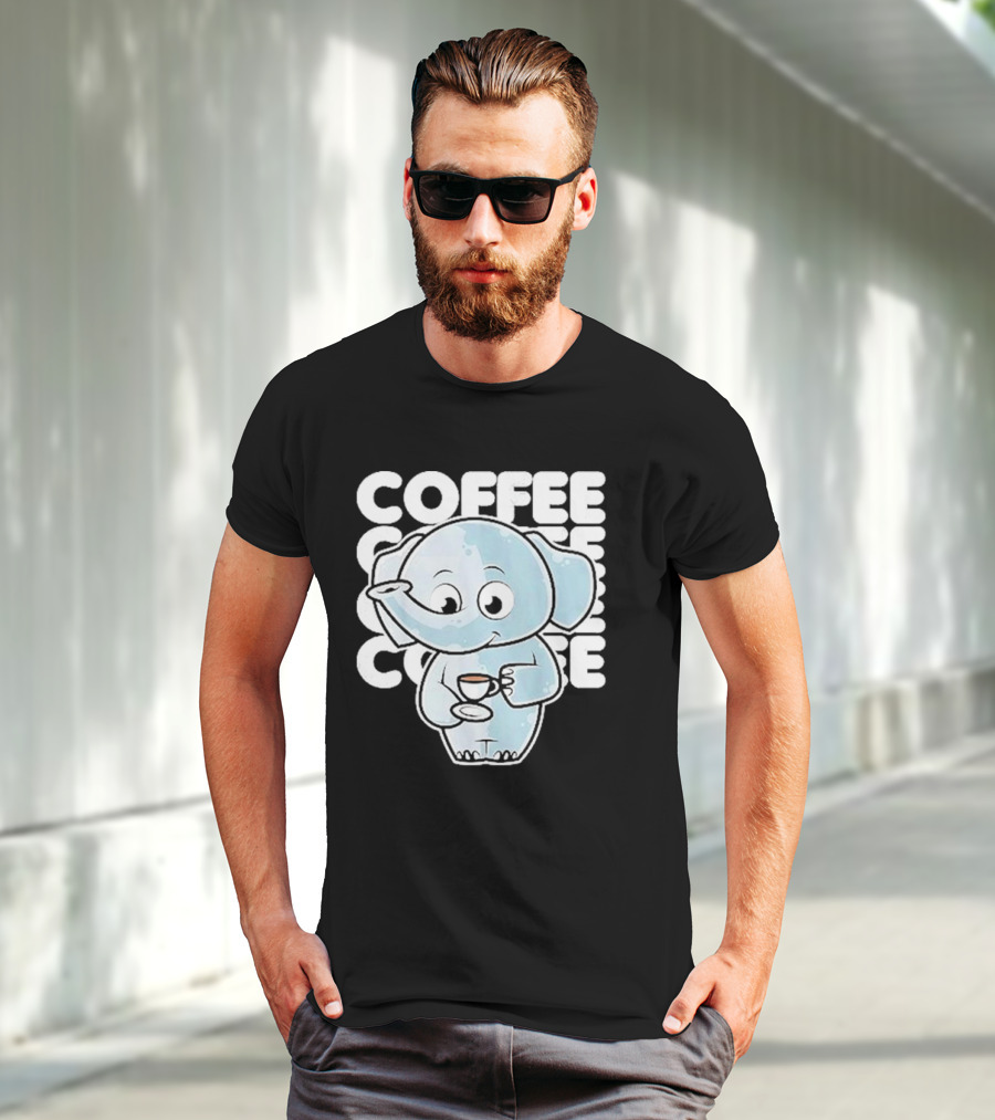 Cute Elephant Coffee Kawaii Neko Anime T-Shirt