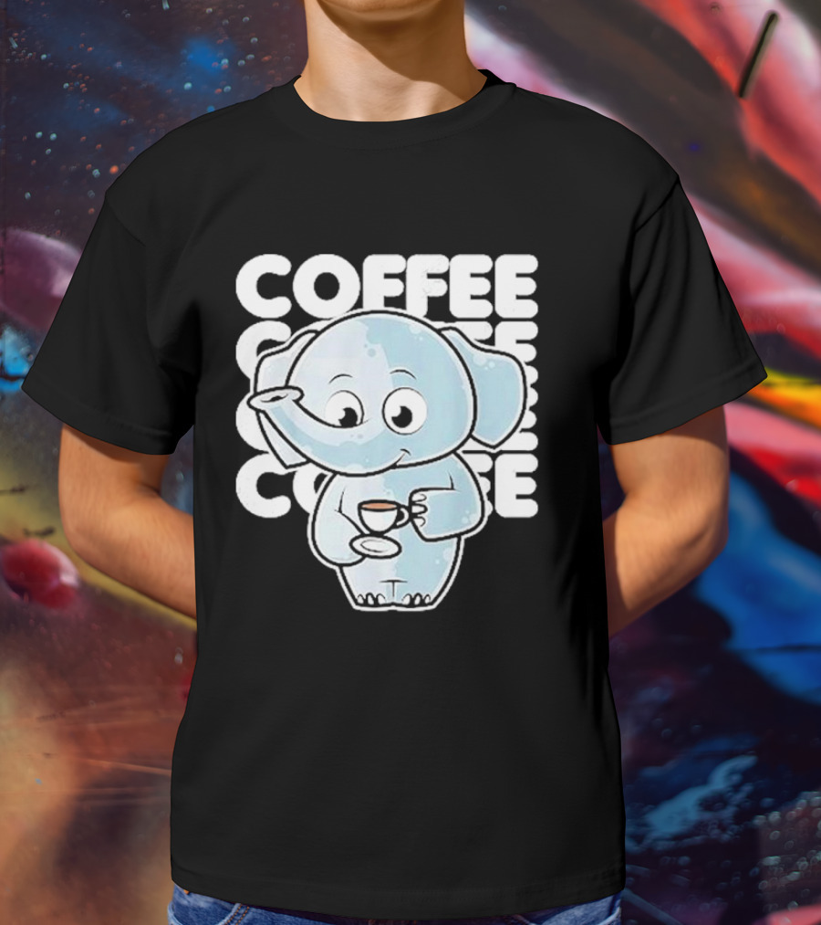 Cute Elephant Coffee Kawaii Neko Anime T-Shirt