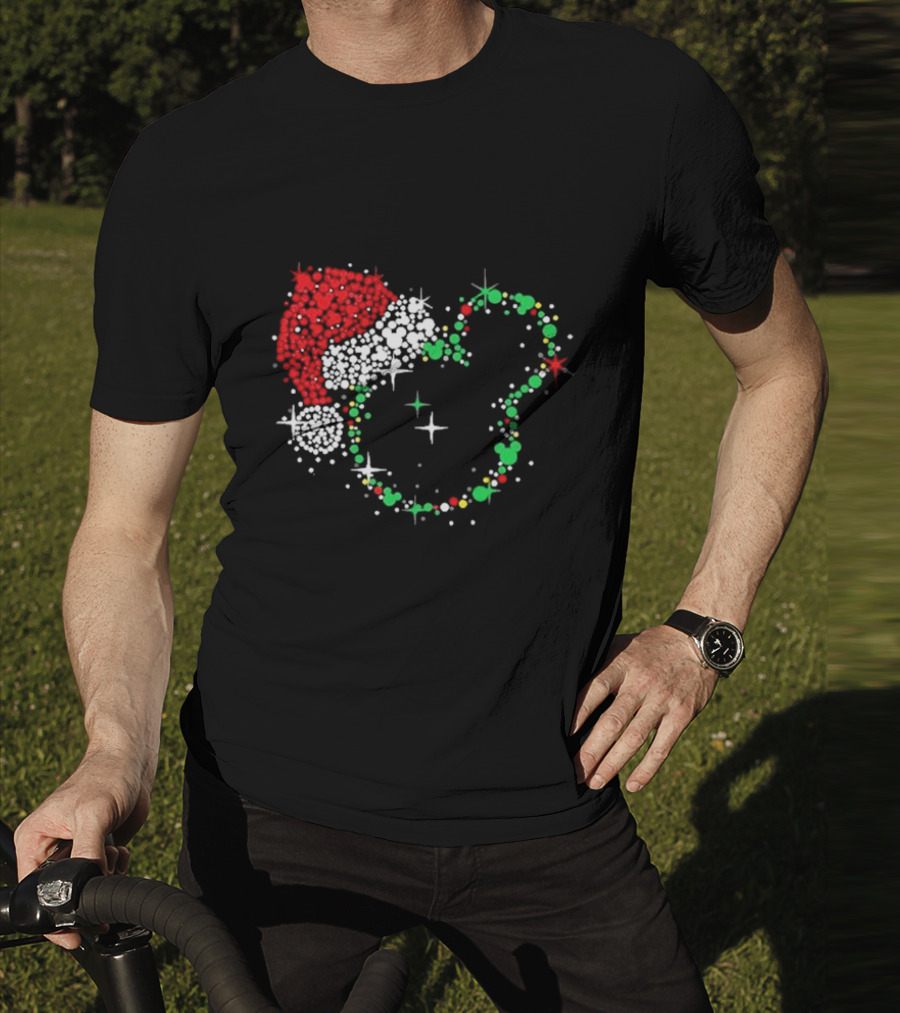 Mickey Mouse Santa Hat Christmas Lights Disney T-Shirt