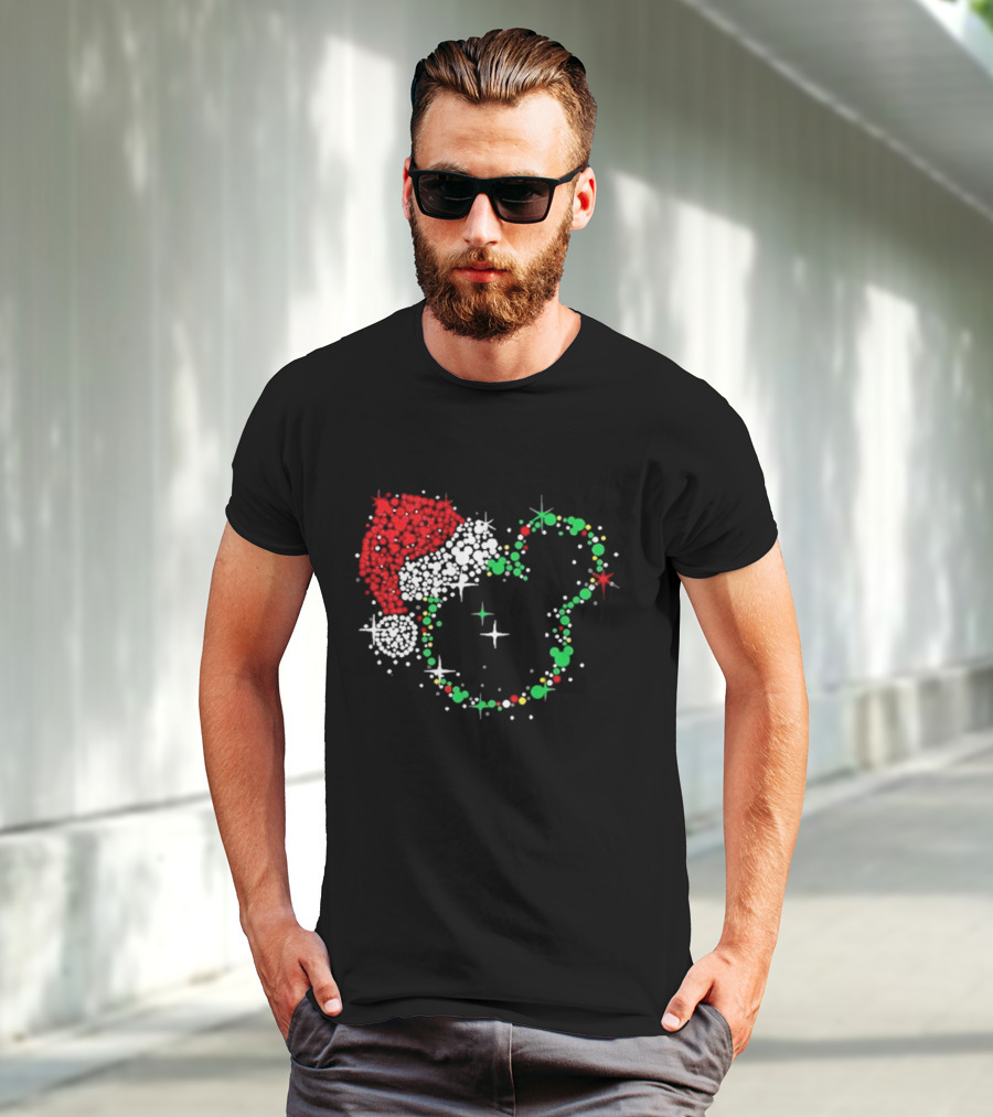 Mickey Mouse Santa Hat Christmas Lights Disney T-Shirt