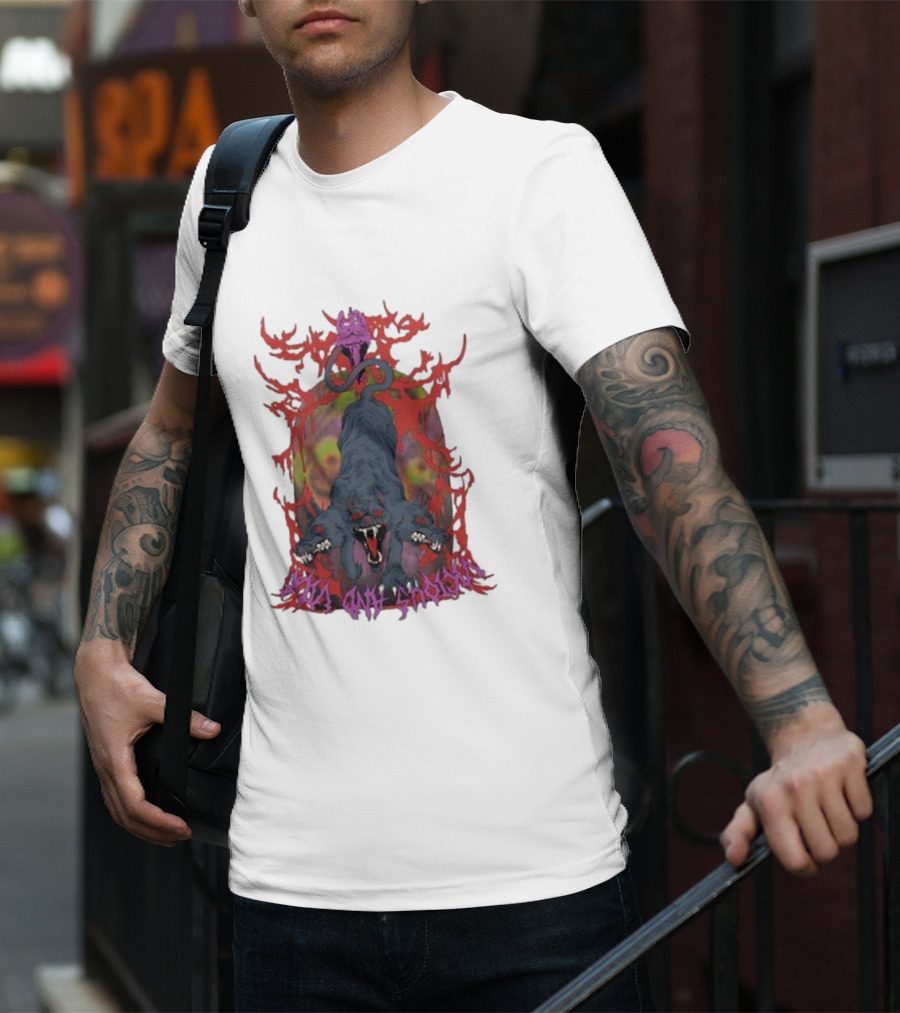 Cerberus Vicious And Psychedelic Flames T-Shirt