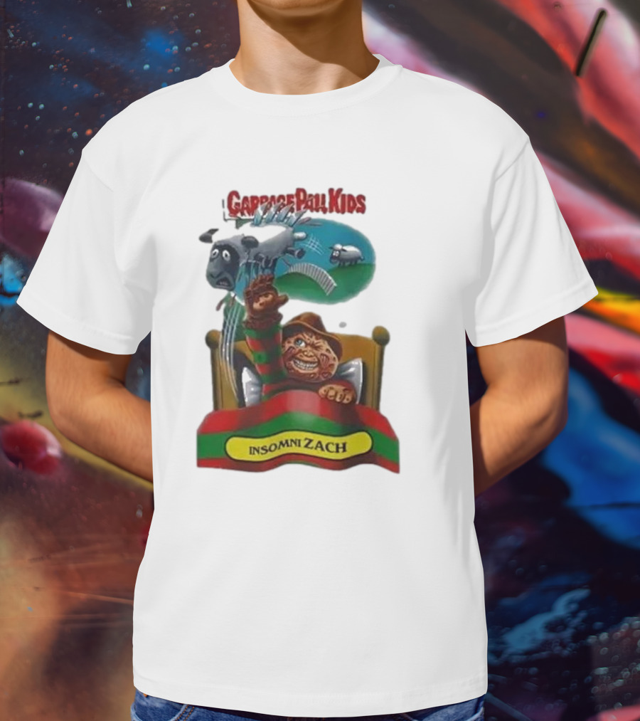 Garbage Pail Kids Insomni Zach Freddy Krueger Sheep Jumping Bed T-Shirt