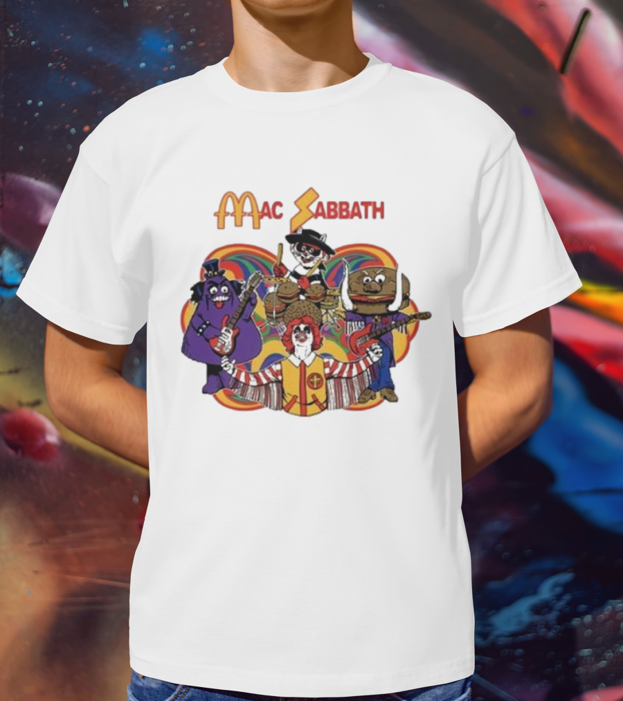 Mac Sabbath Cartoon Band Characters Playing Instruments T-Shirt