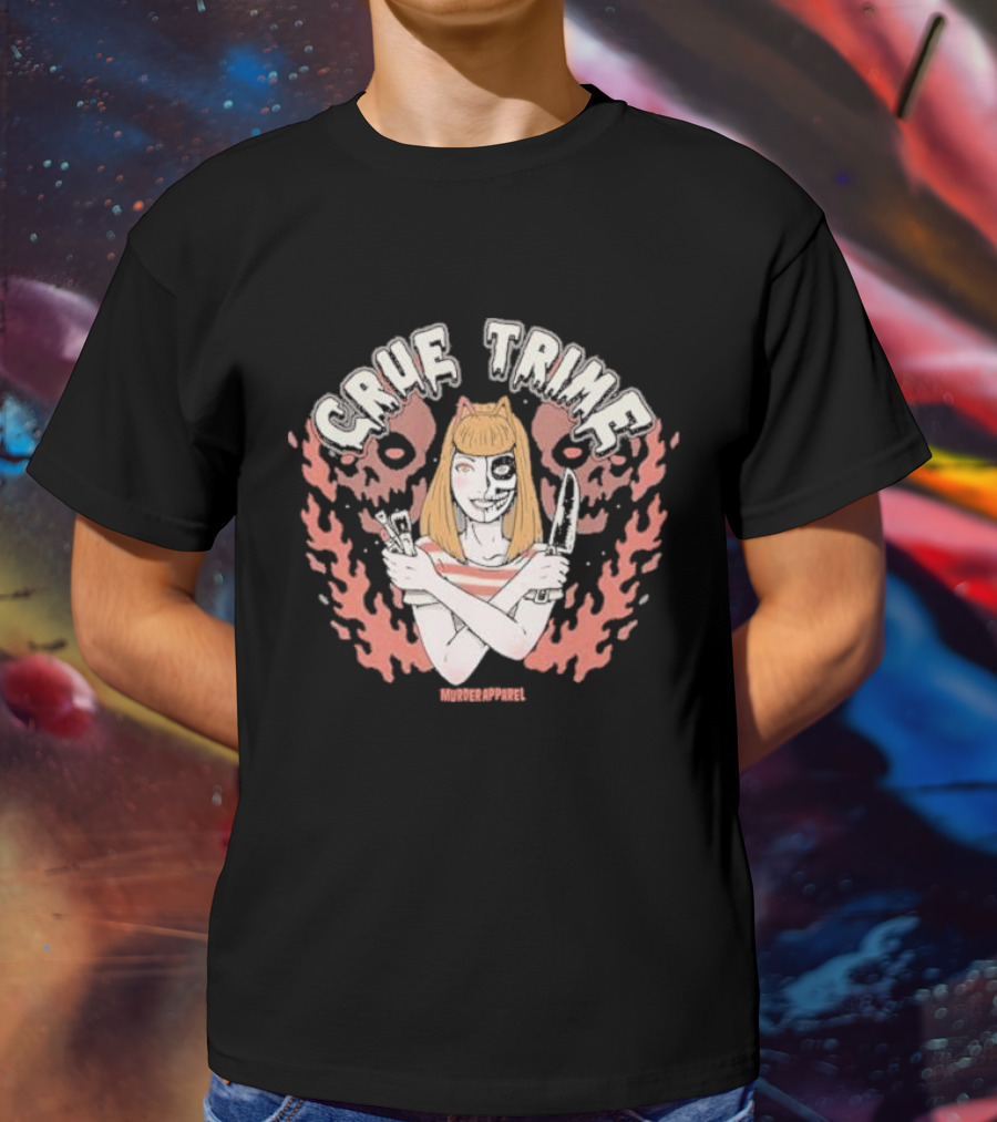 Crue Trime Girl Fire Horror Aesthetic Murder T-Shirt