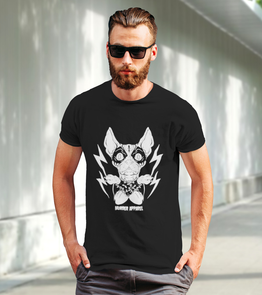 Metal Sphynx Dog Murder Apparel With Lightning Bolts T-Shirt