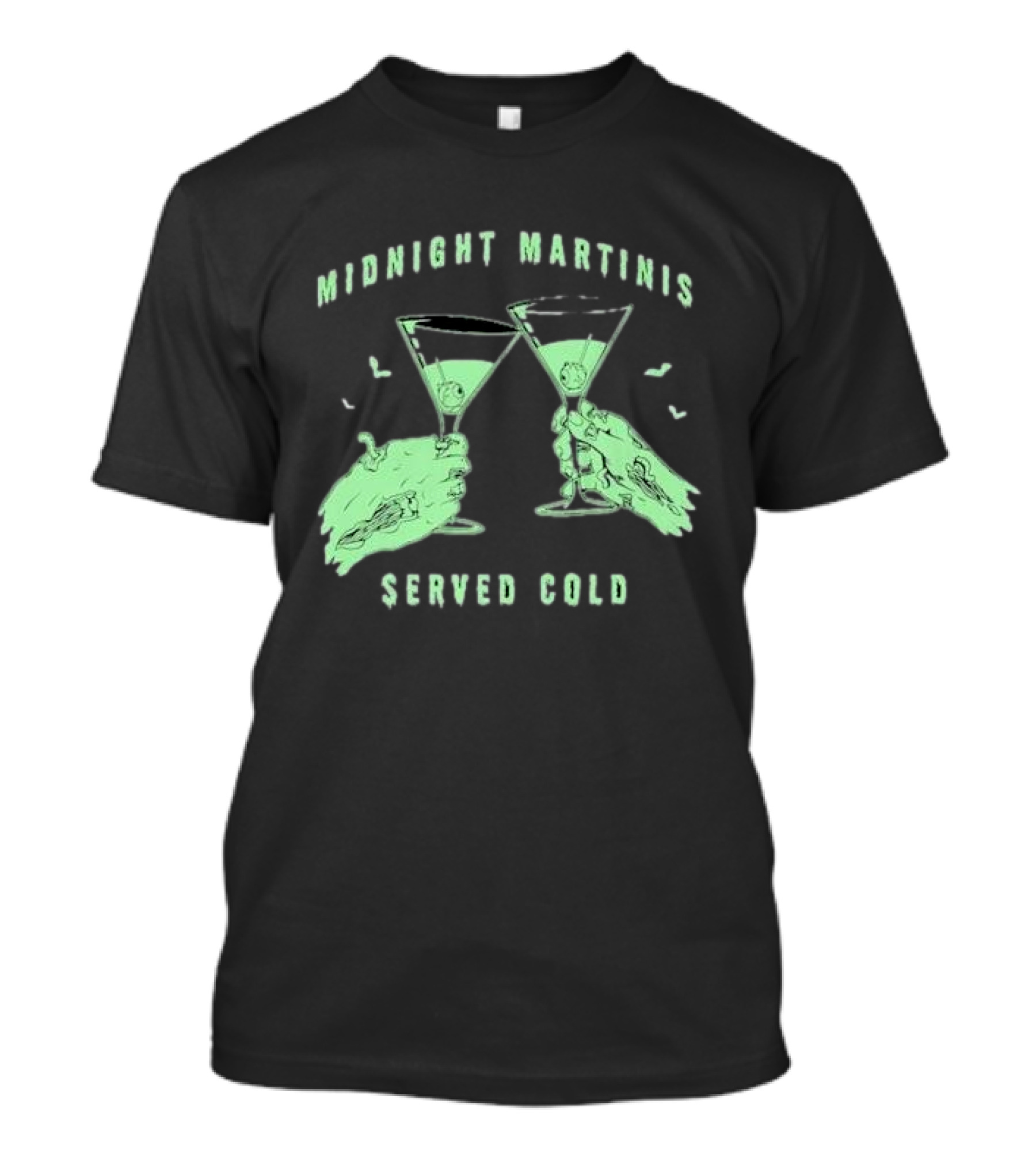 Midnight Martinis Served Cold Zombie Hands Cheers T-Shirt