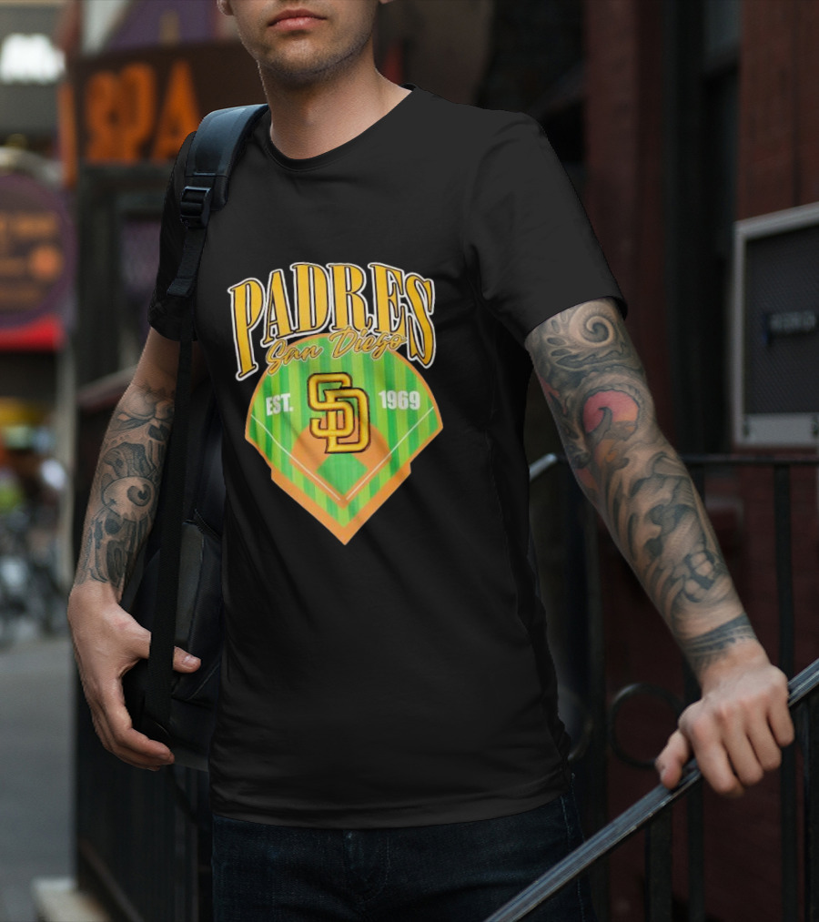 Padres San Diego Est 1969 Home Plate SD T-Shirt