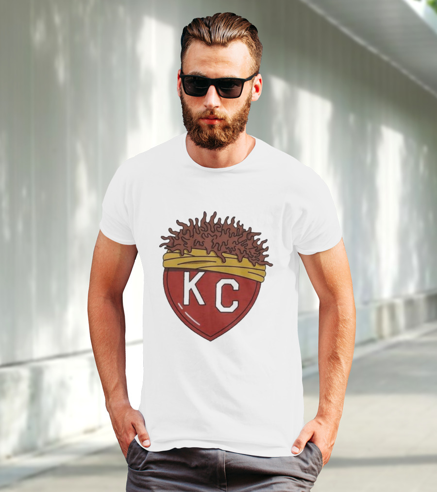 Charlie Hustle KC Heart Logo With Afro Hairband T-Shirt
