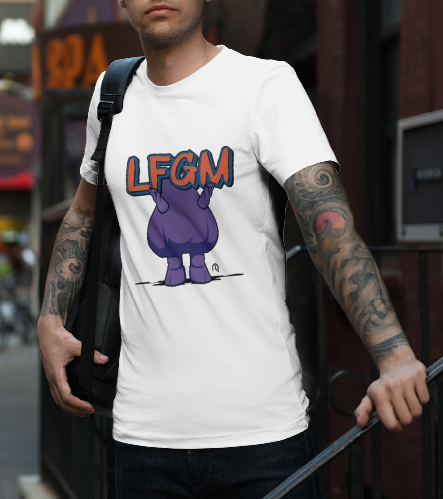 LFGM Monster Grimace New York Mets Sign T-Shirt