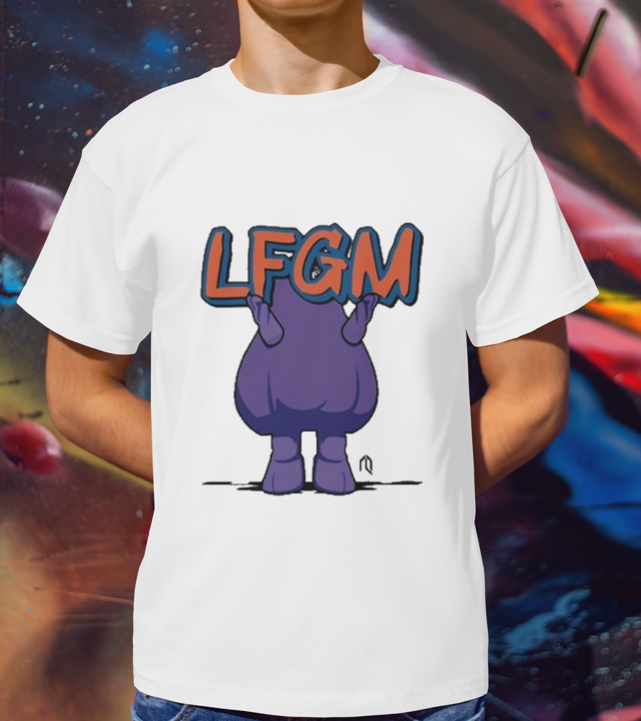 LFGM Monster Grimace New York Mets Sign T-Shirt