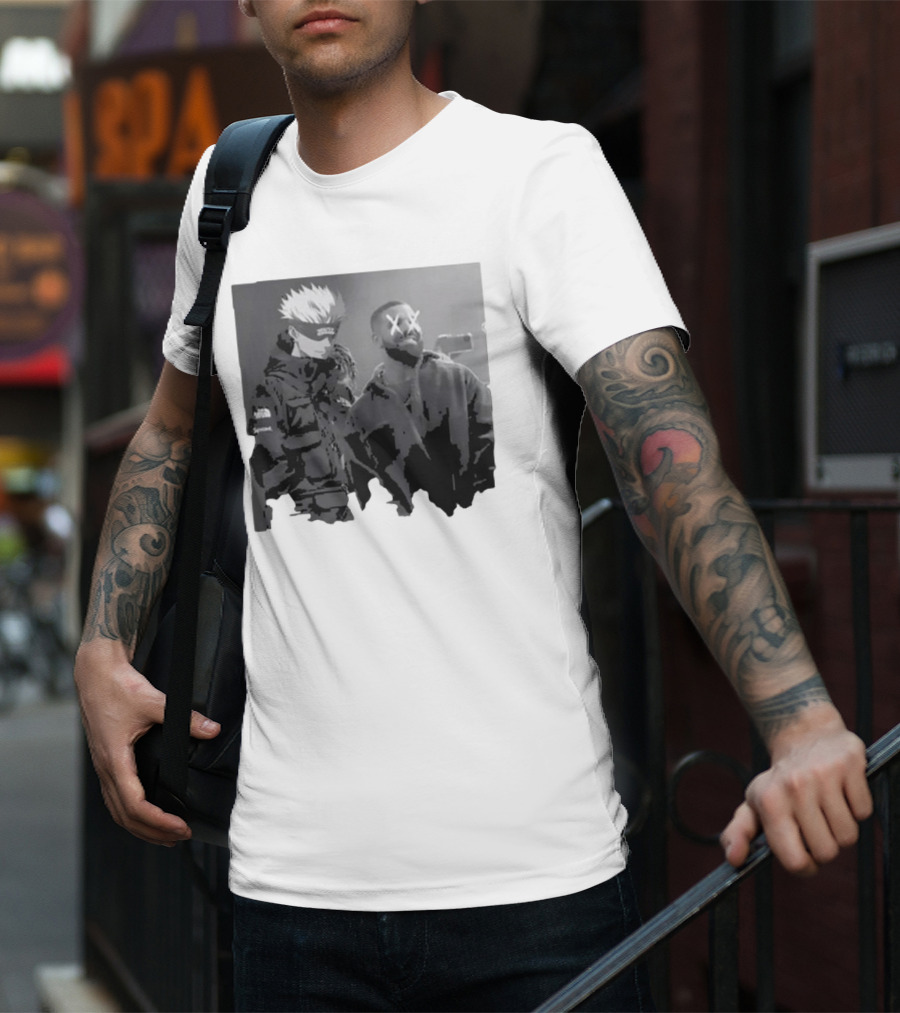 Drake X Gojo Satoru Crossover Black And White Manga Aesthetic T-Shirt