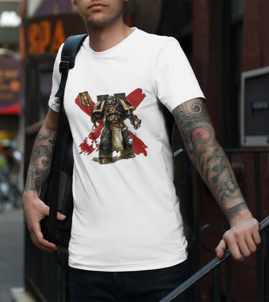 Blood Angels Joytoy Warhammer Space Marine With Red Wings Background T-Shirt