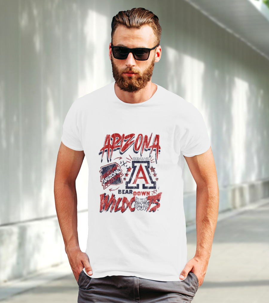 Arizona Wildcats Bear Down Logo Collage T-Shirt