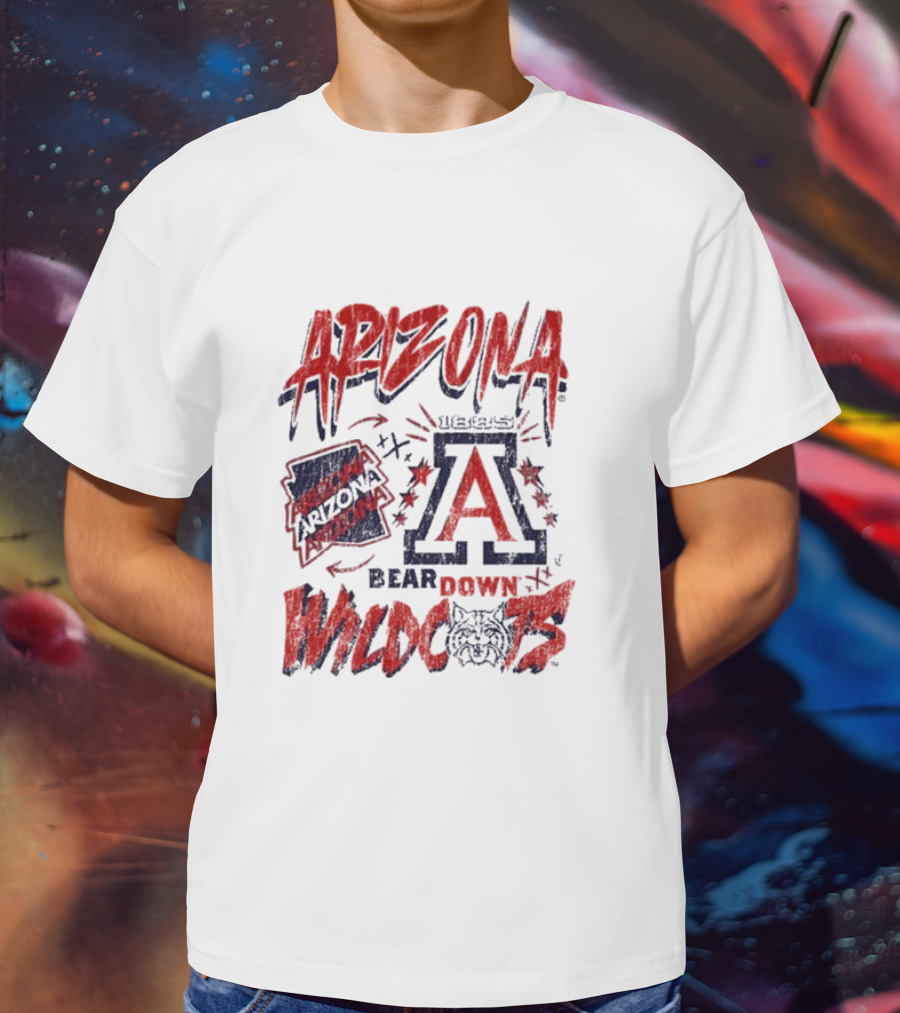 Arizona Wildcats Bear Down Logo Collage T-Shirt
