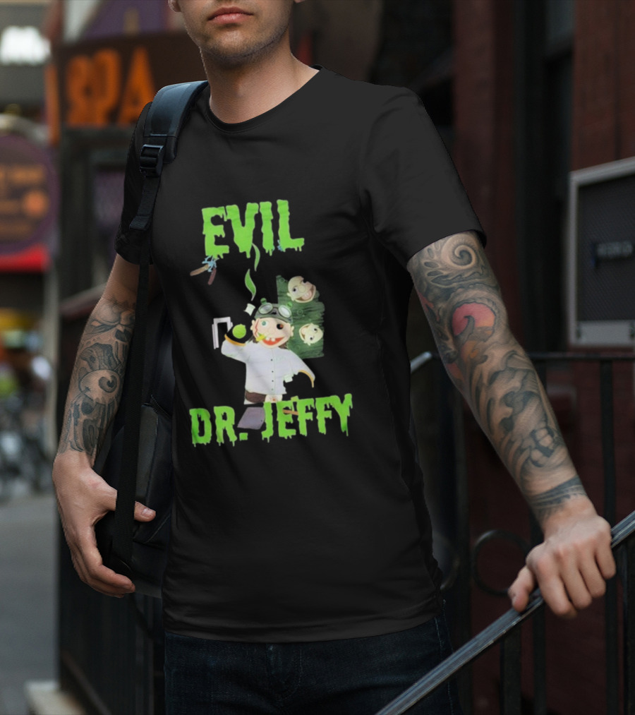 Evil Dr. Jeffy SML Mad Scientist Character With Green Smoke And Zombie Heads T-Shirt