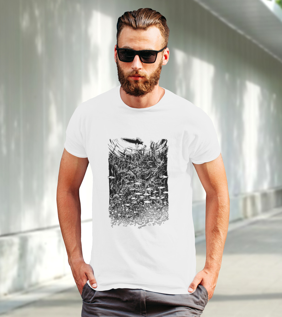 Under The Surface Yue Feng Subterranean World With Mushrooms And Roots T-Shirt