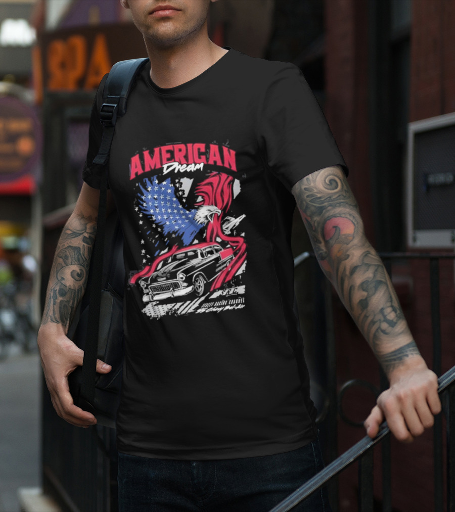 American Dream Eagle With Classic Chevy And Stars T-Shirt