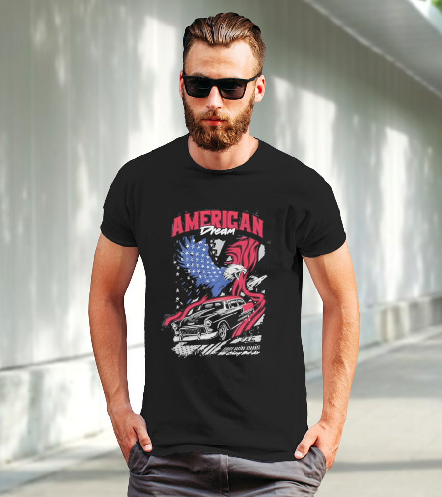 American Dream Eagle With Classic Chevy And Stars T-Shirt