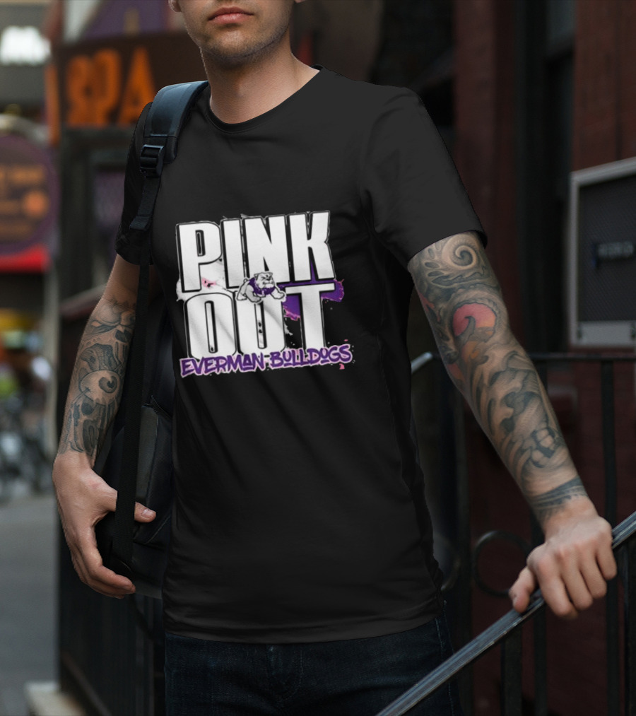 Everman Bulldogs Pink Out Event Featuring Bulldog Mascot T-Shirt