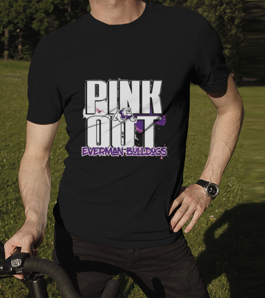 Everman Bulldogs Pink Out Event Featuring Bulldog Mascot T-Shirt