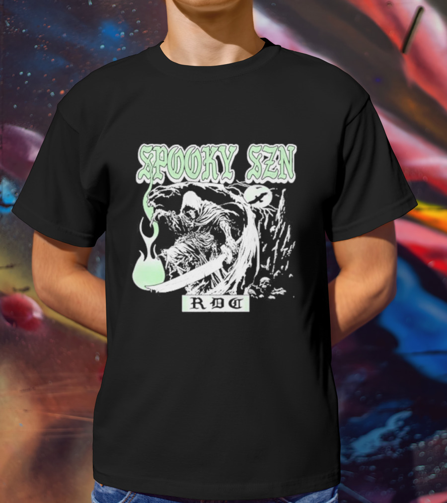 RDCWorld Spooky Szn Grim Reaper Flame T-Shirt