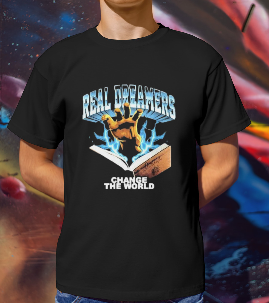 REAL DREAMERS HAND OF CHANGE THE WORLD POETRY BOOK LIGHTNING T-Shirt