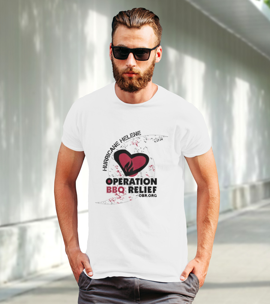Hurricane Helene Operation BBQ Relief OBR.org Heart Flame 9.27.24 T-Shirt