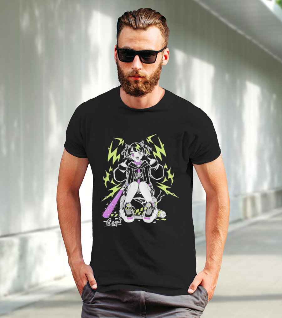 Coqui Delinquent Frog Vtuber With Purple Bat And Lightning T-Shirt