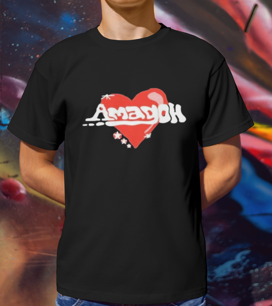 Kofi Stone Amagoh Red Heart Design With Stars T-Shirt