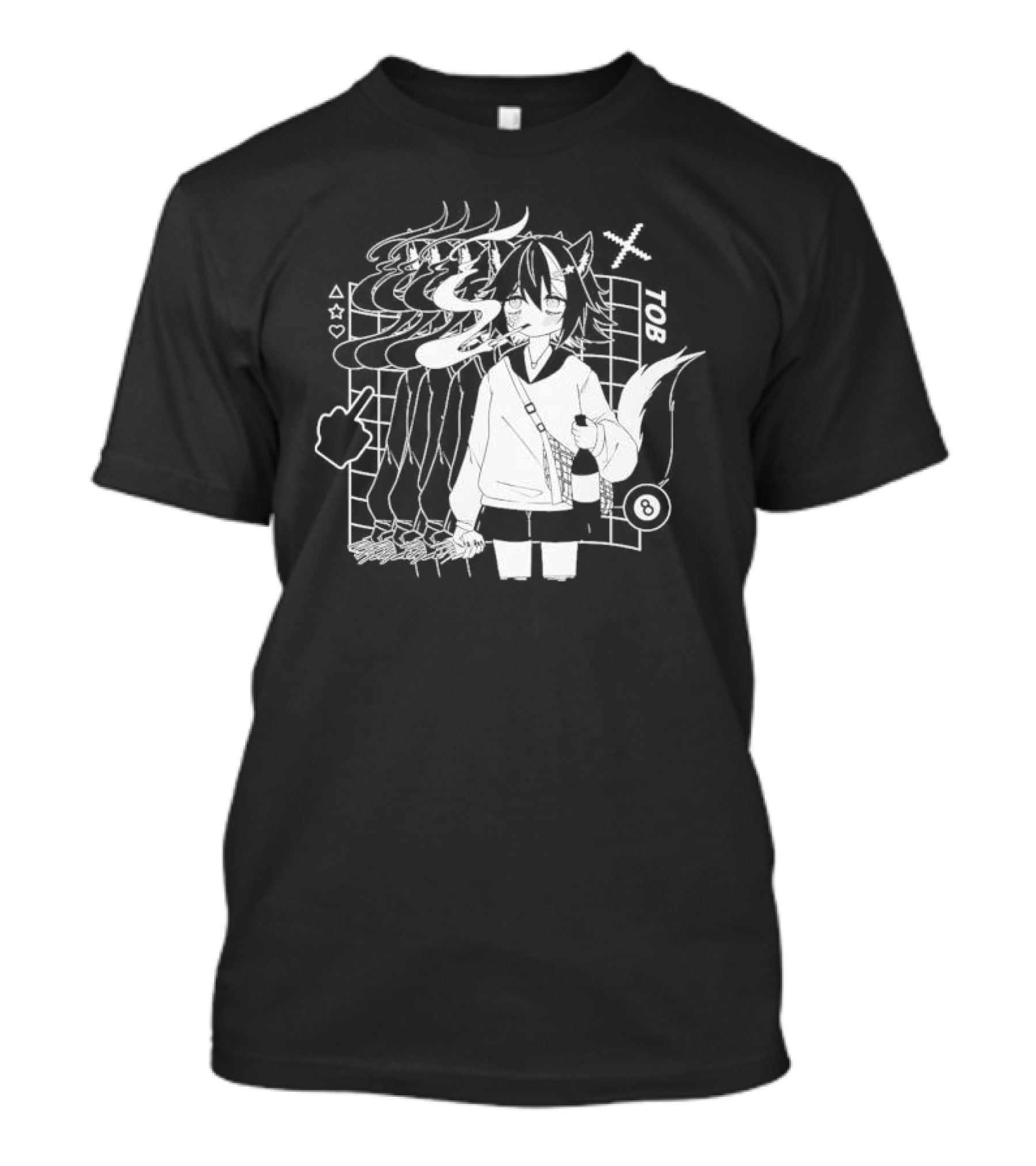 Tob Skunk Character With Smoke And Wine Bottle Vtuber T-Shirt