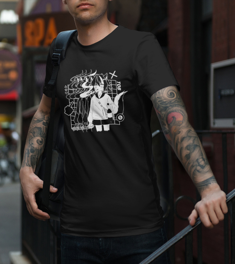 Tob Skunk Character With Smoke And Wine Bottle Vtuber T-Shirt