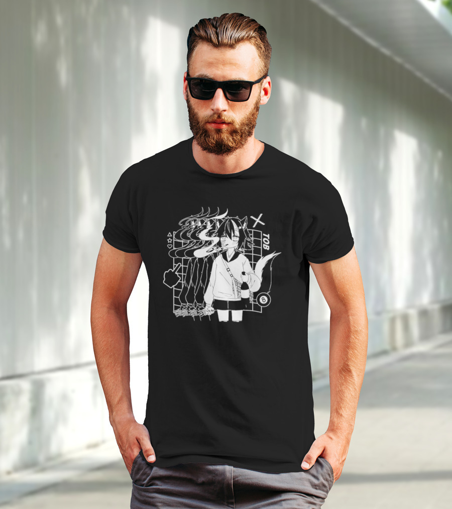Tob Skunk Character With Smoke And Wine Bottle Vtuber T-Shirt