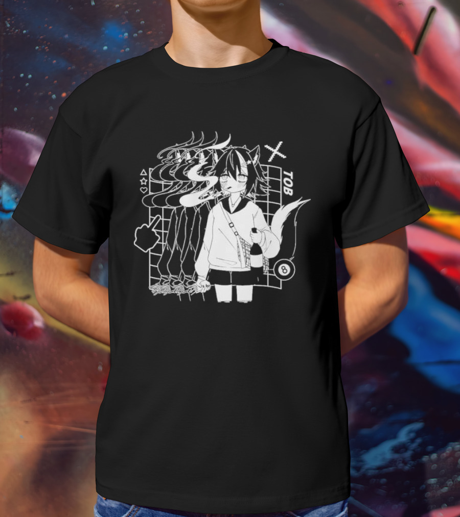 Tob Skunk Character With Smoke And Wine Bottle Vtuber T-Shirt