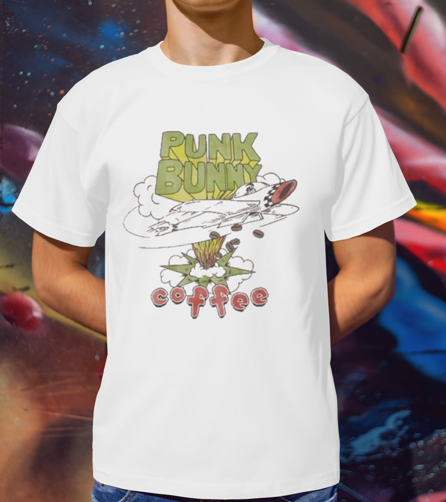 Green Day Punk Bunny Coffee Dookie Art Explosion T-Shirt