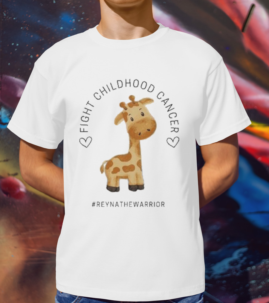 Fight Childhood Cancer Reyna The Warrior Giraffe Hearts T-Shirt