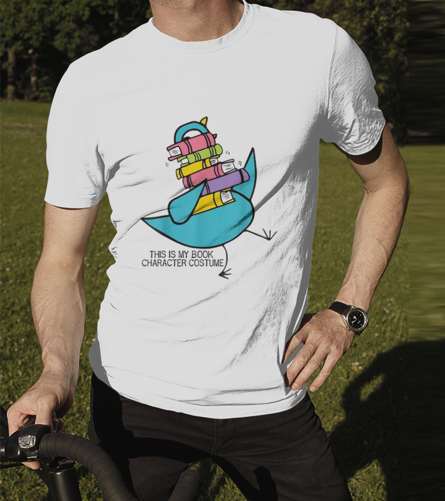 This Is My Book Character Costume Pigeon Holding Stack Of Books T-Shirt