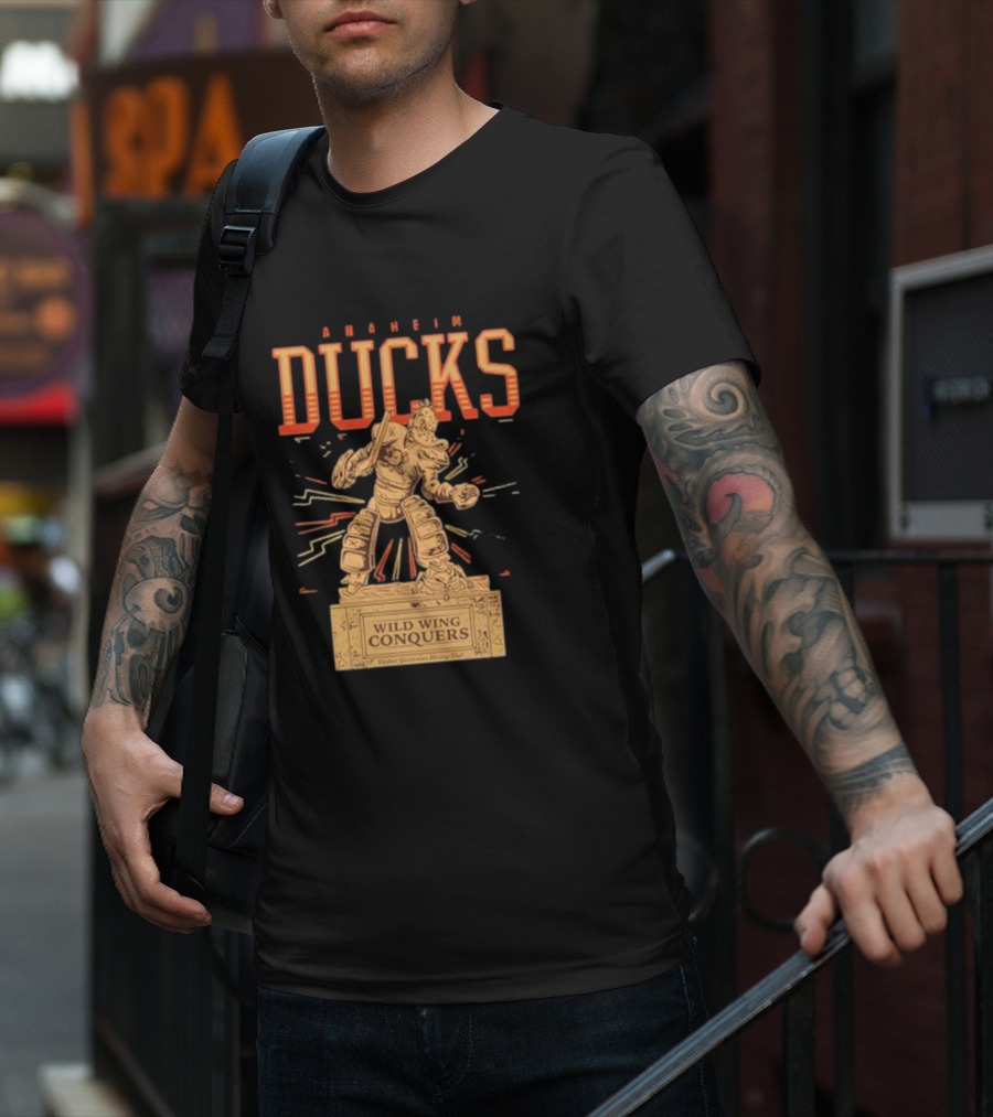 Anaheim Ducks Wild Wing Conquers Statue T-Shirt