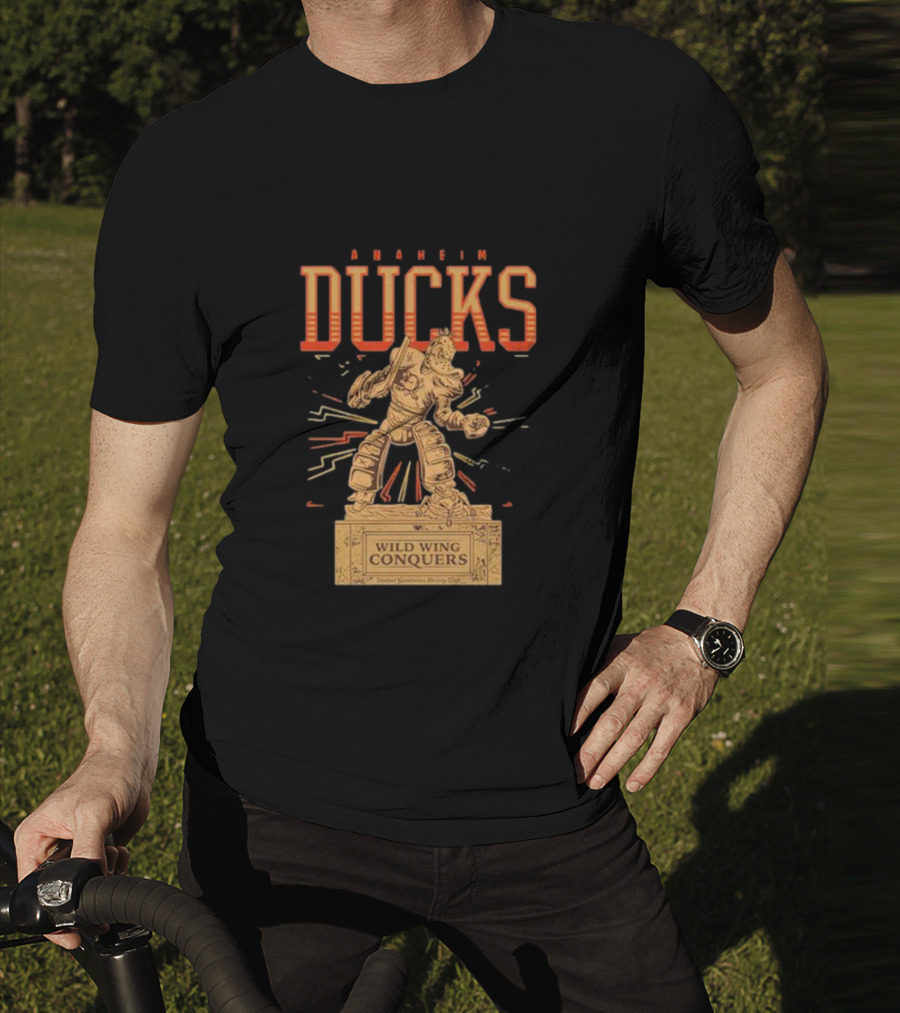 Anaheim Ducks Wild Wing Conquers Statue T-Shirt